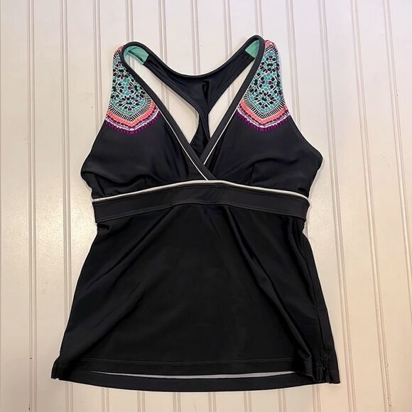 Athleta Cozumel cut twist back dark gray swim top - Picture 1 of 4